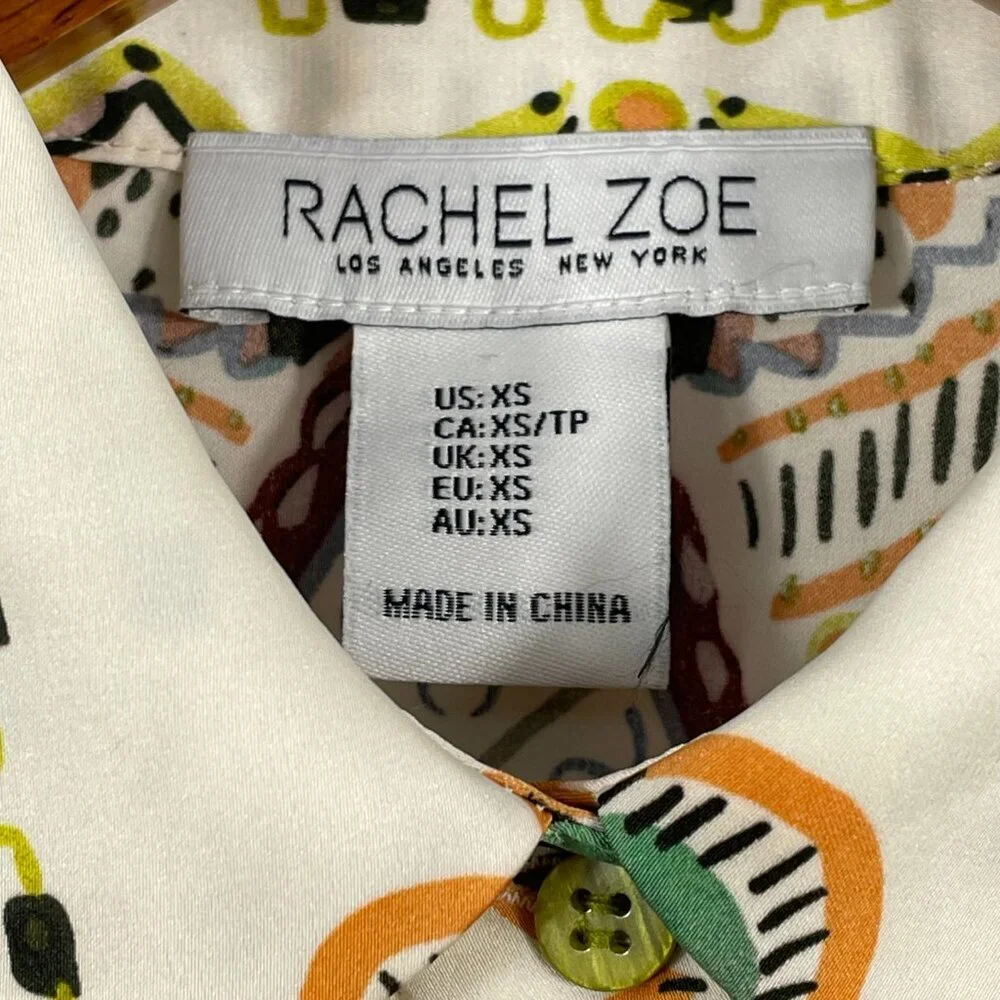 Rachel Zoe Medallion Print Button Front Blouse Boho Chic XS - Picture 4 of 15